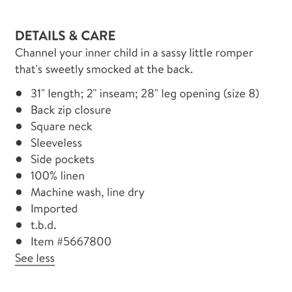 Reformation Black Square-Neck Romper Linen